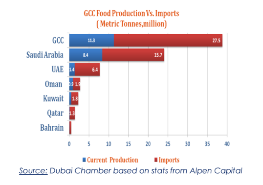 UAE Food production vs Imports
